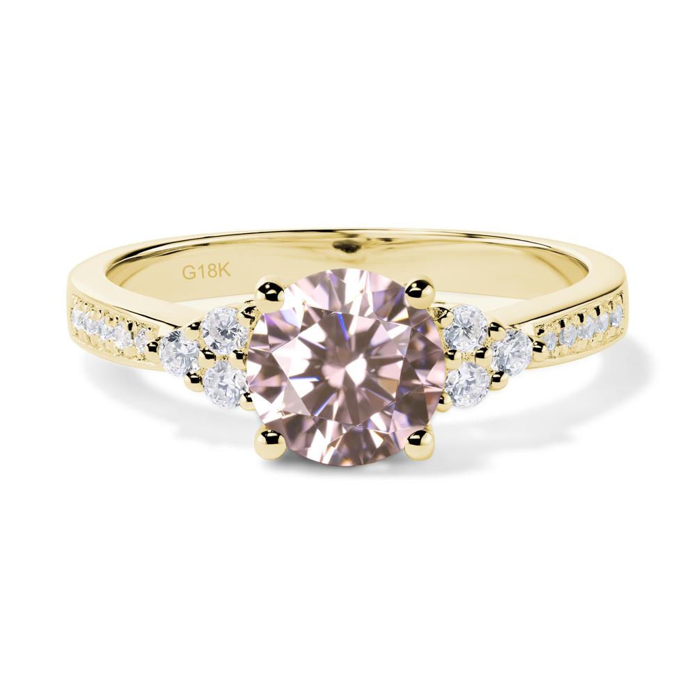 Round Cut Pink Cubic Zirconia Engagement Ring - LUO Jewelry #metal_18k yellow gold