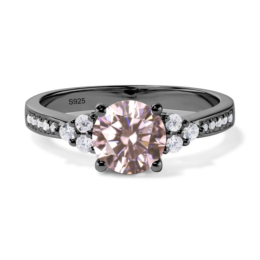 Round Cut Pink Cubic Zirconia Engagement Ring - LUO Jewelry #metal_black finish sterling silver