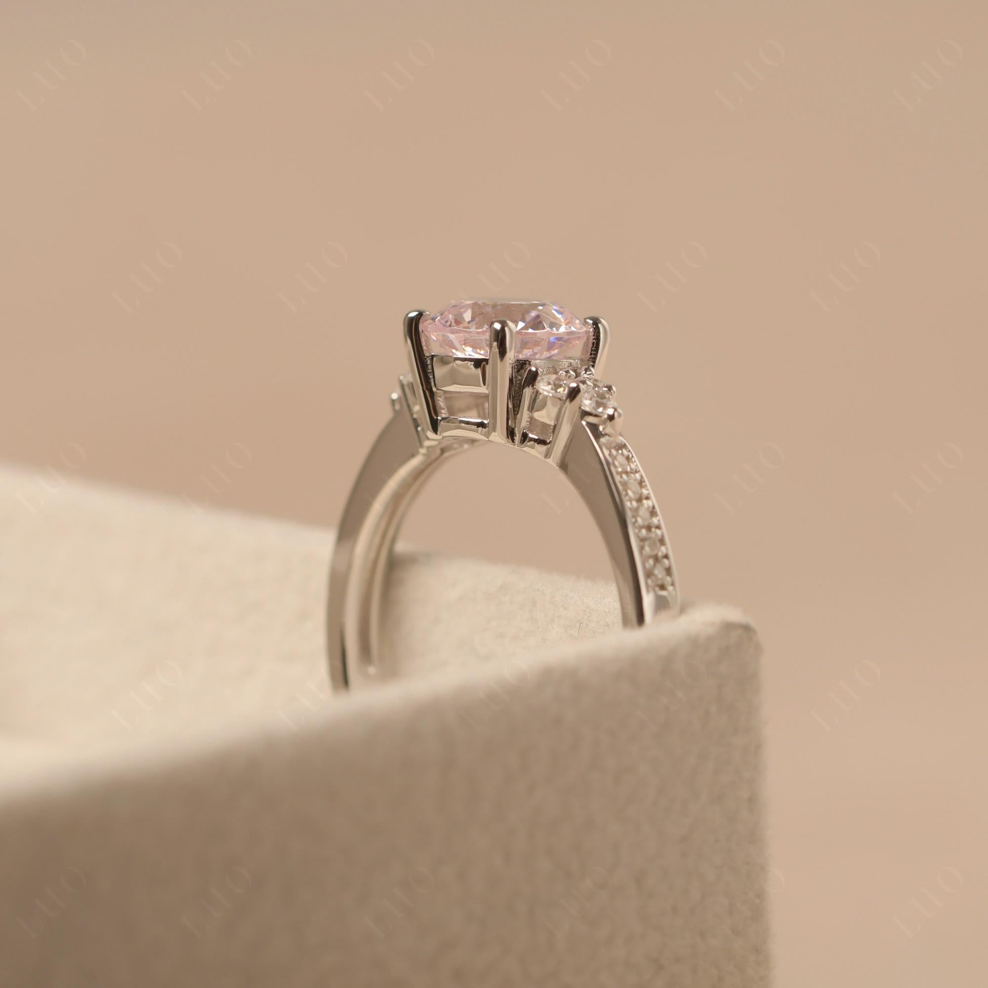 Round Cut Pink Cubic Zirconia Engagement Ring - LUO Jewelry
