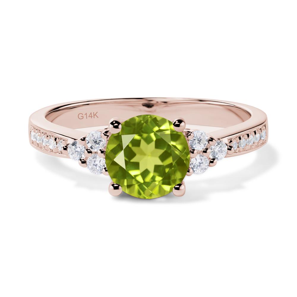 Round Cut Peridot Engagement Ring - LUO Jewelry #metal_14k rose gold