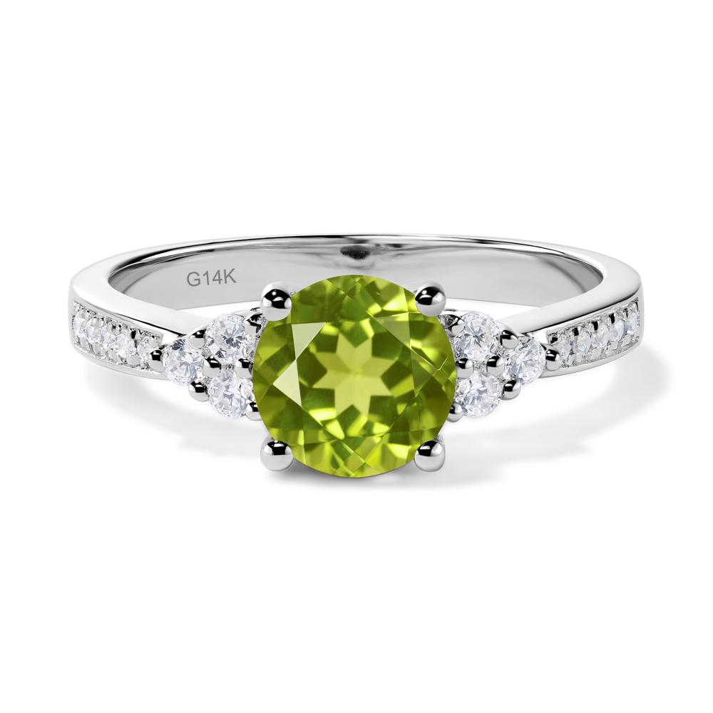 Round Cut Peridot Engagement Ring - LUO Jewelry #metal_14k white gold