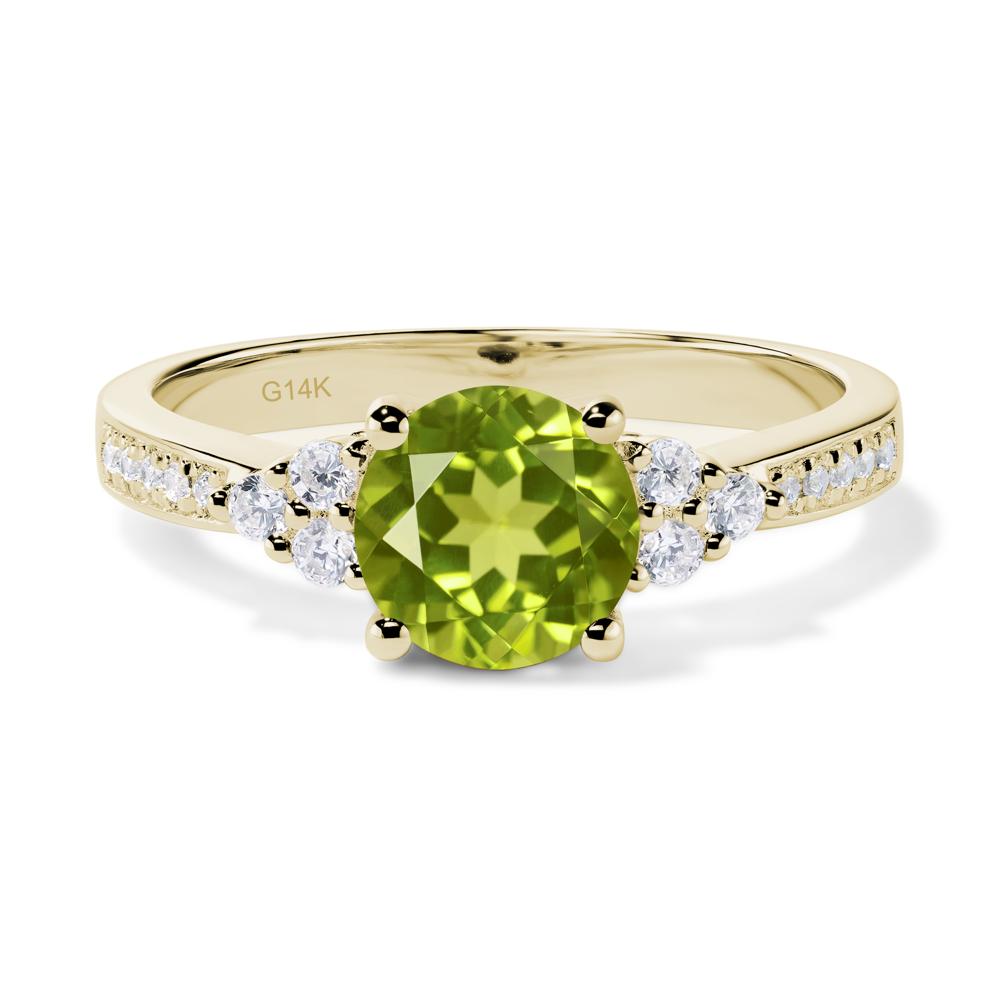 Round Cut Peridot Engagement Ring - LUO Jewelry #metal_14k yellow gold