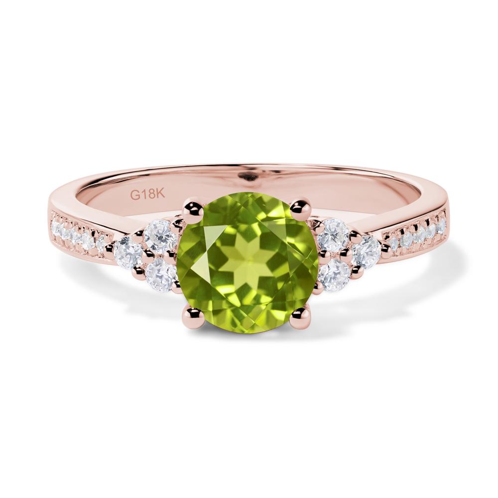 Round Cut Peridot Engagement Ring - LUO Jewelry #metal_18k rose gold