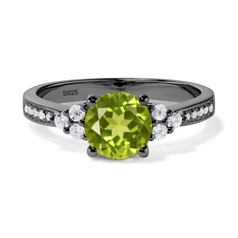 Round Cut Peridot Engagement Ring - LUO Jewelry #metal_black finish sterling silver