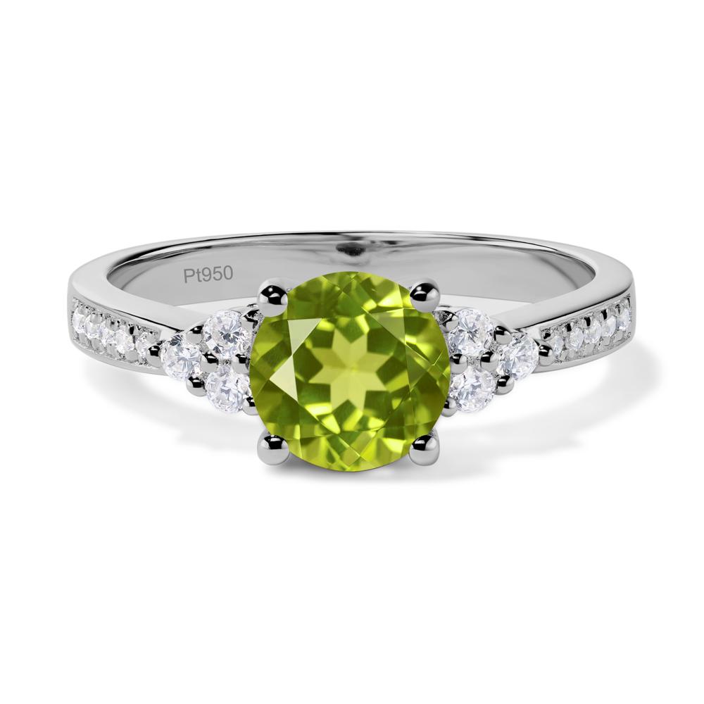 Round Cut Peridot Engagement Ring - LUO Jewelry #metal_platinum