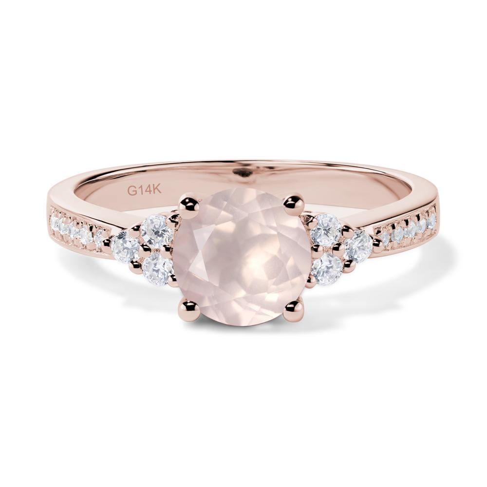 Round Cut Rose Quartz Engagement Ring - LUO Jewelry #metal_14k rose gold