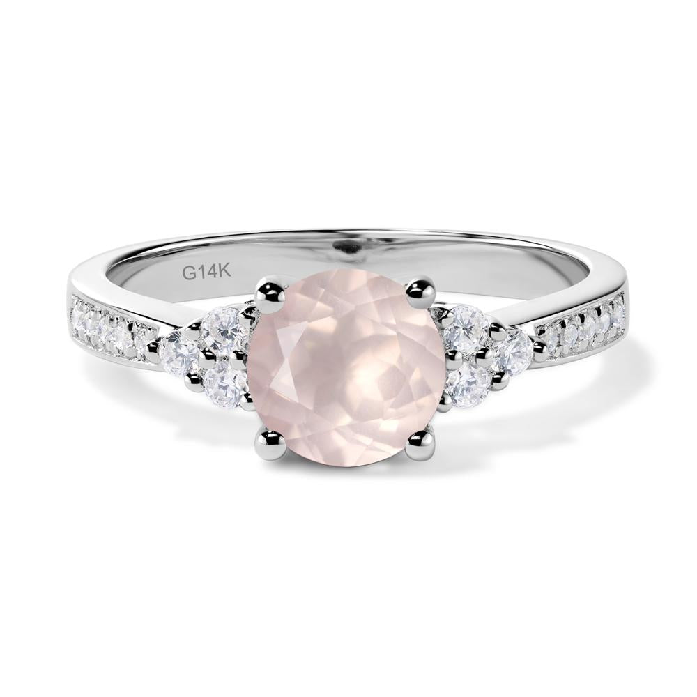 Round Cut Rose Quartz Engagement Ring - LUO Jewelry #metal_14k white gold