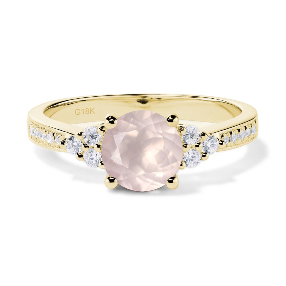 Round Cut Rose Quartz Engagement Ring - LUO Jewelry #metal_18k yellow gold