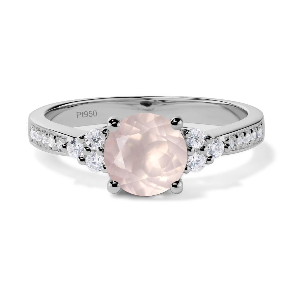 Round Cut Rose Quartz Engagement Ring - LUO Jewelry #metal_platinum