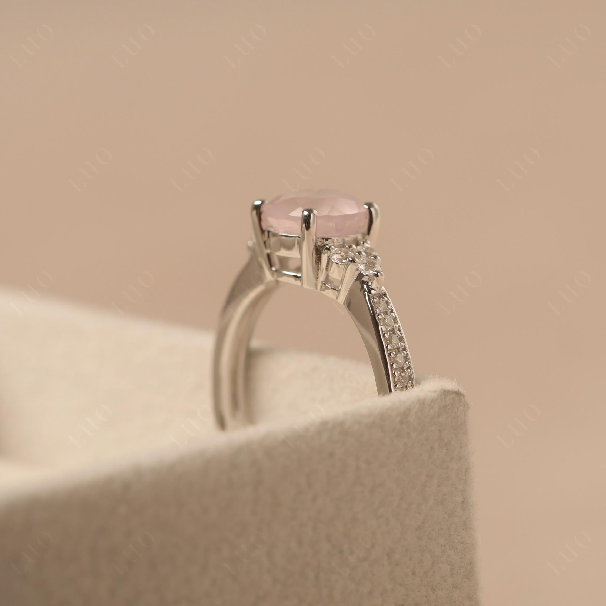 Round Cut Rose Quartz Engagement Ring - LUO Jewelry