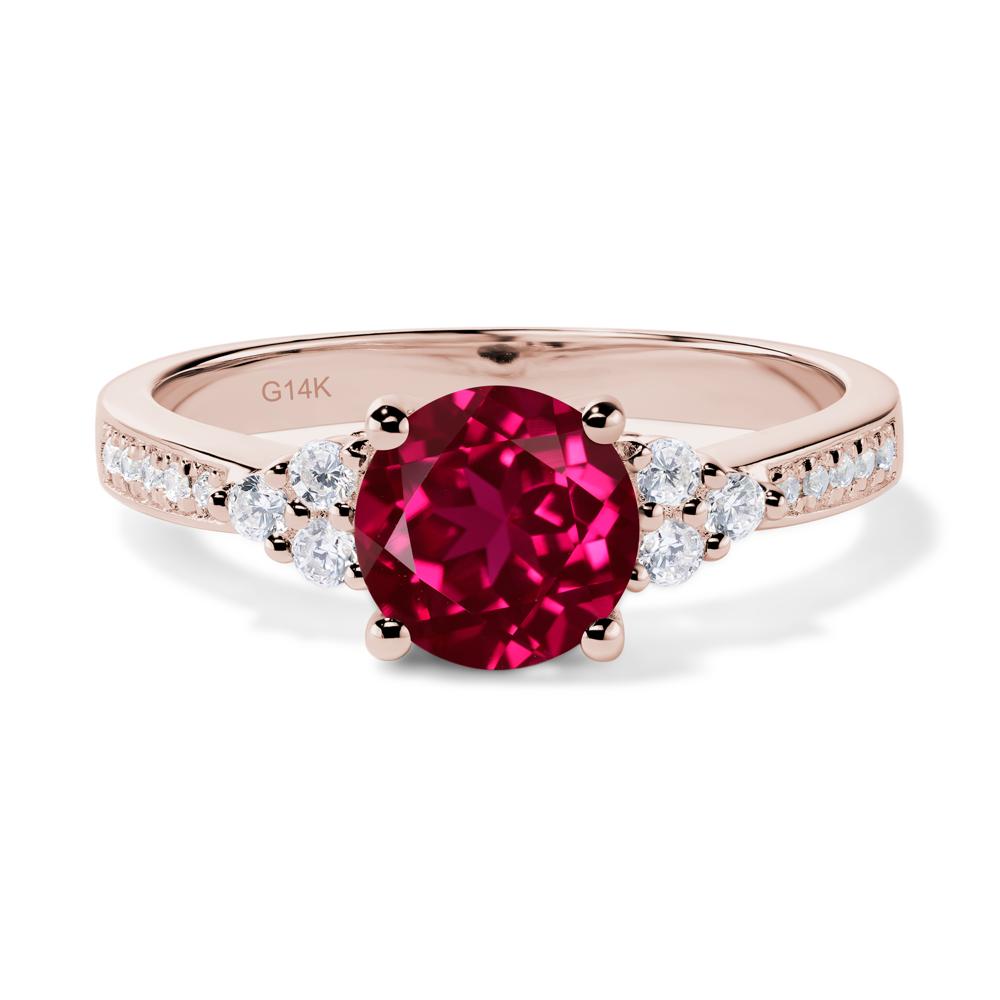 Round Cut Ruby Engagement Ring - LUO Jewelry #metal_14k rose gold