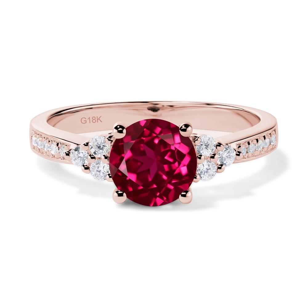 Round Cut Ruby Engagement Ring - LUO Jewelry #metal_18k rose gold