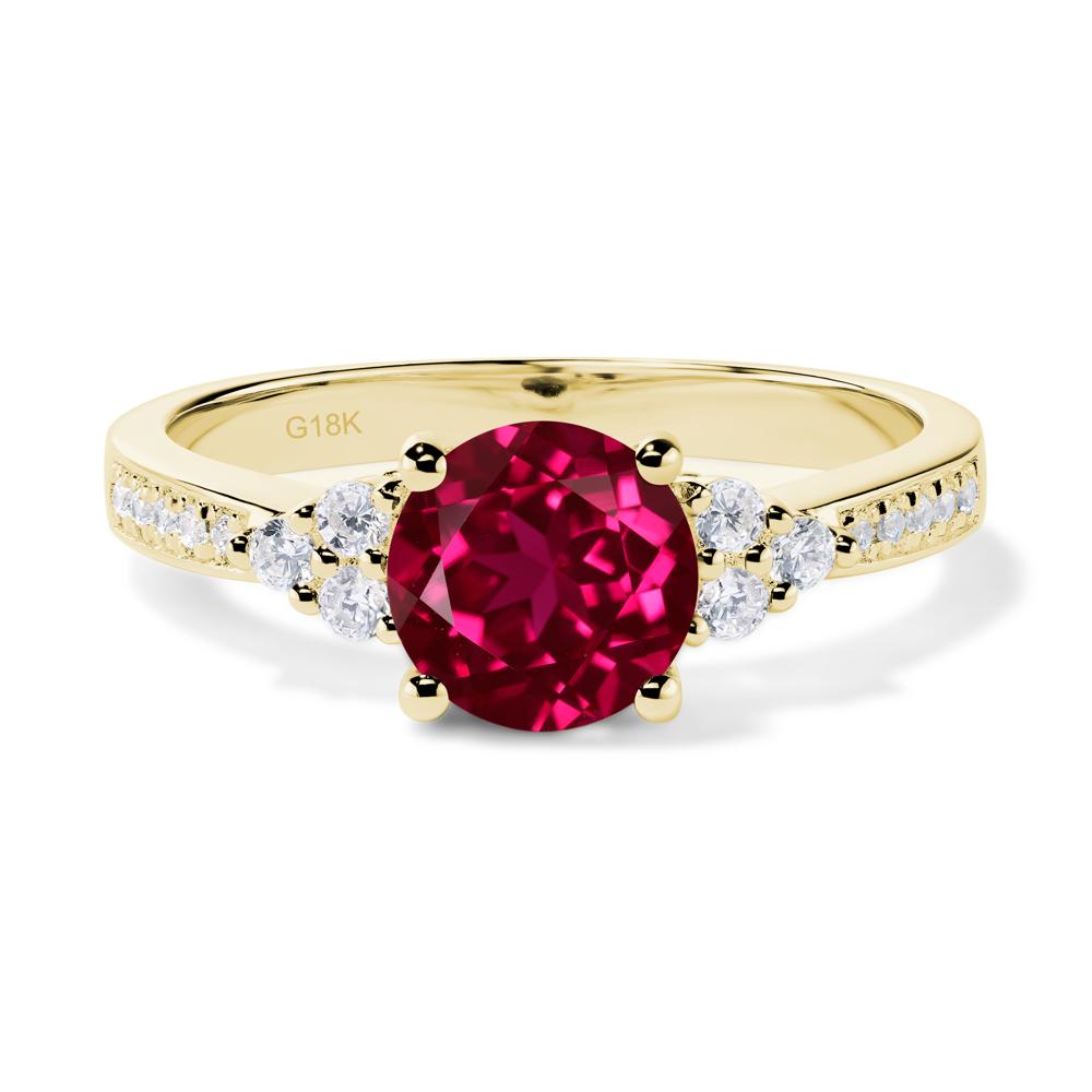 Round Cut Ruby Engagement Ring - LUO Jewelry #metal_18k yellow gold