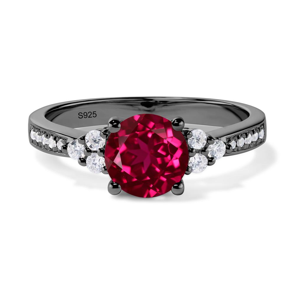 Round Cut Ruby Engagement Ring - LUO Jewelry #metal_black finish sterling silver