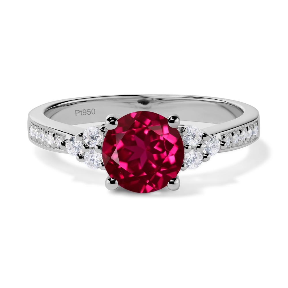 Round Cut Ruby Engagement Ring - LUO Jewelry #metal_platinum