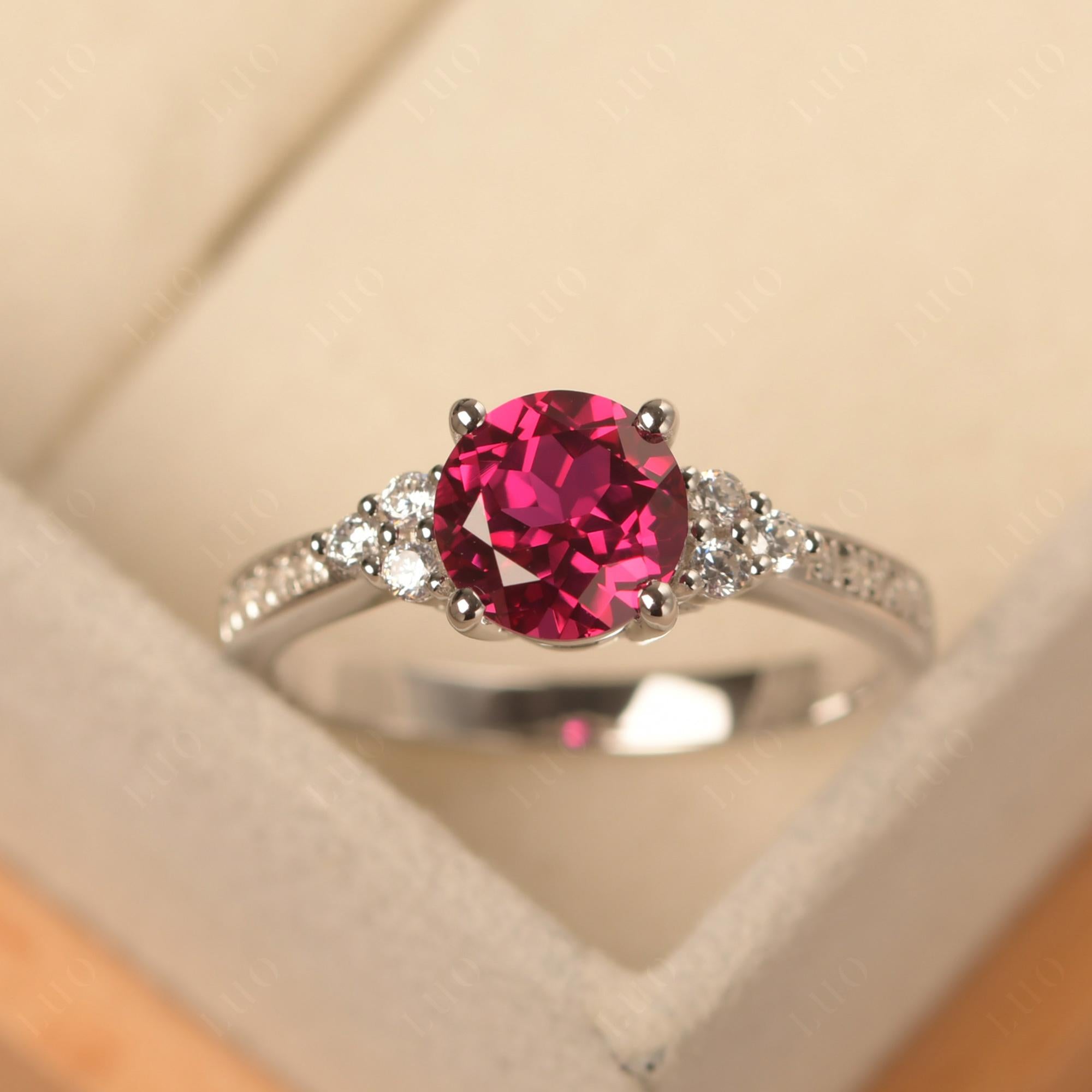 Round Cut Ruby Engagement Ring - LUO Jewelry