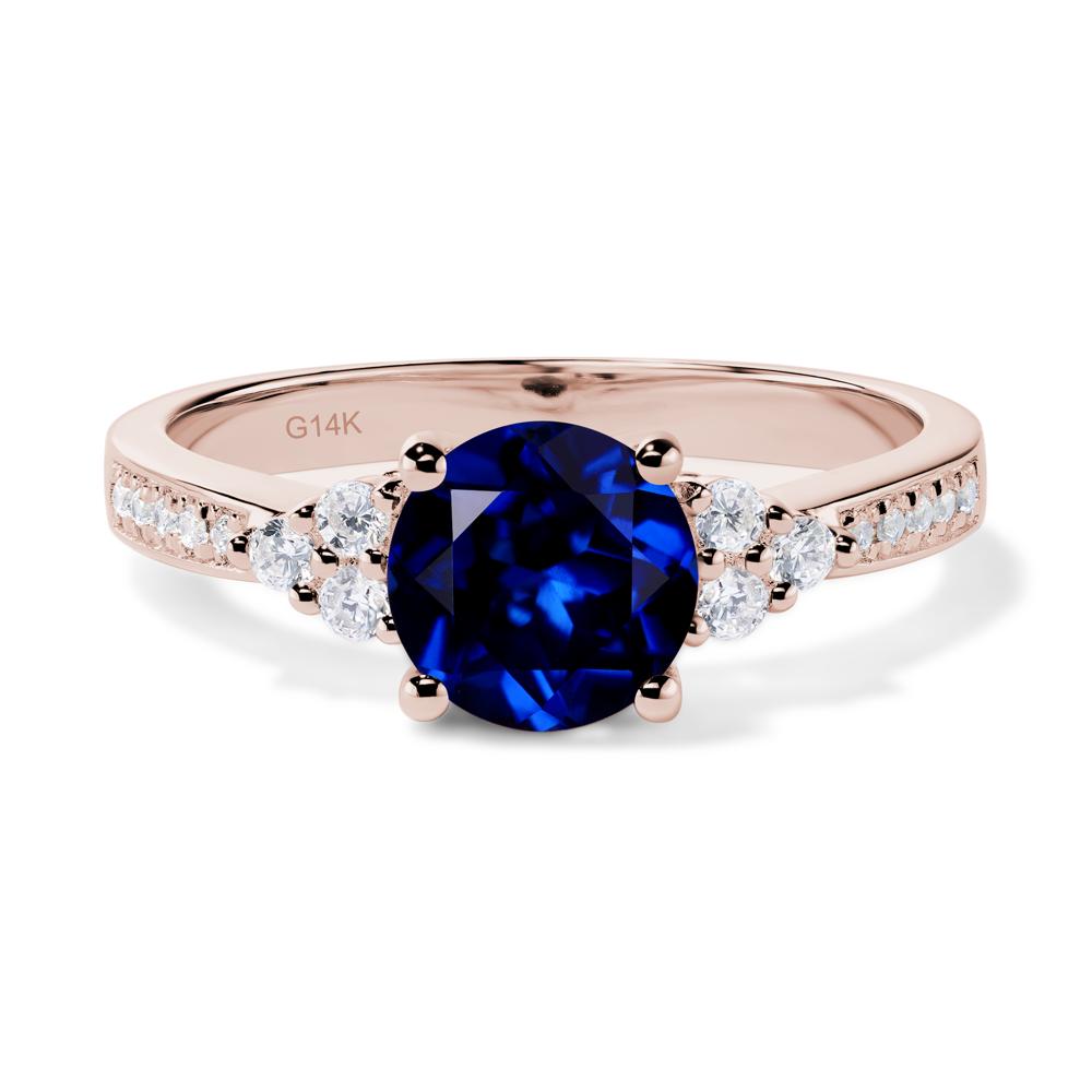 Round Cut Sapphire Engagement Ring - LUO Jewelry #metal_14k rose gold