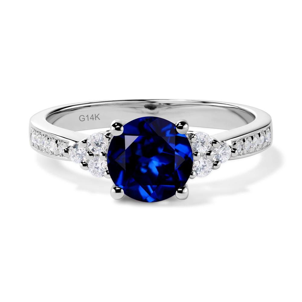 Round Cut Sapphire Engagement Ring - LUO Jewelry #metal_14k white gold