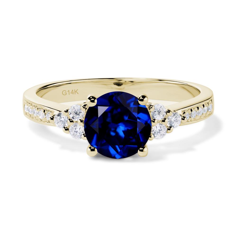 Round Cut Sapphire Engagement Ring - LUO Jewelry #metal_14k yellow gold