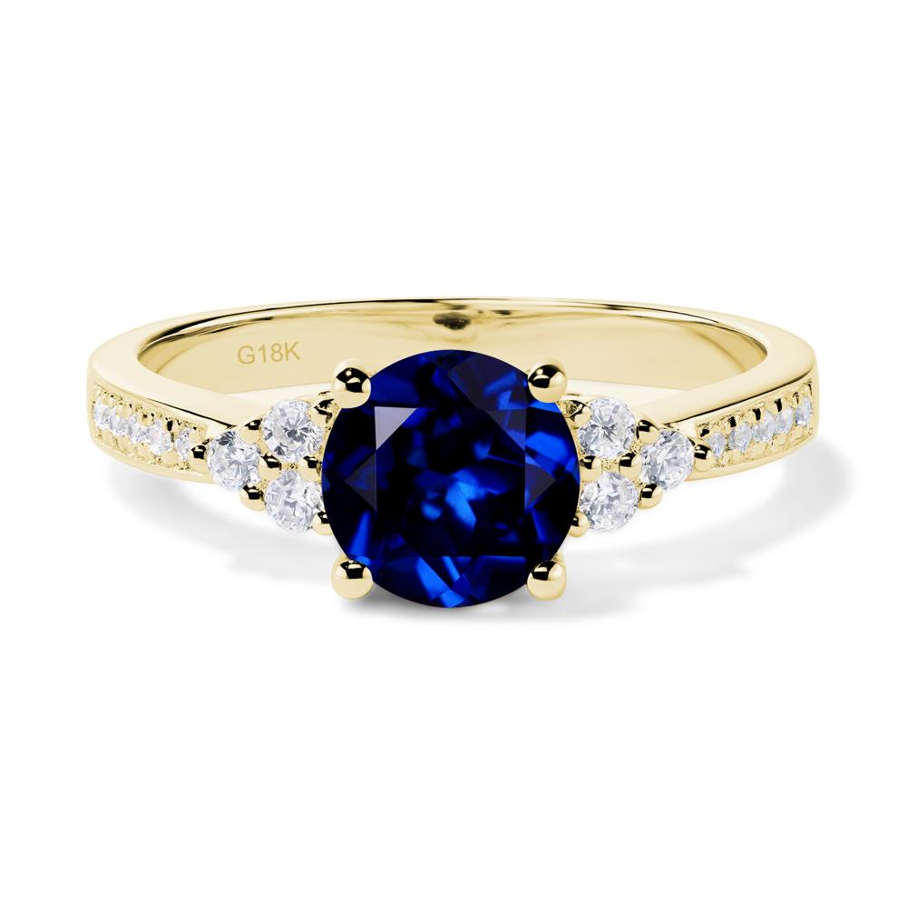 Round Cut Sapphire Engagement Ring - LUO Jewelry #metal_18k yellow gold