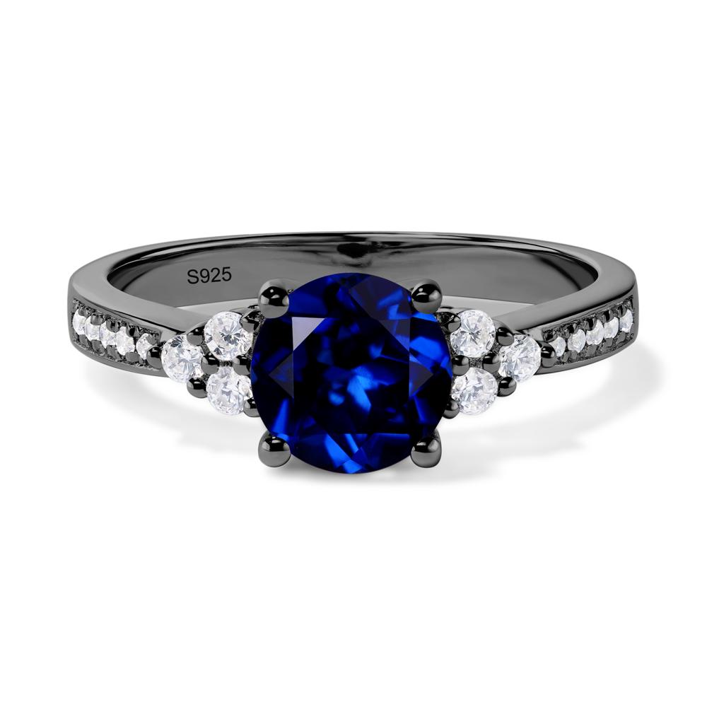 Round Cut Sapphire Engagement Ring - LUO Jewelry #metal_black finish sterling silver