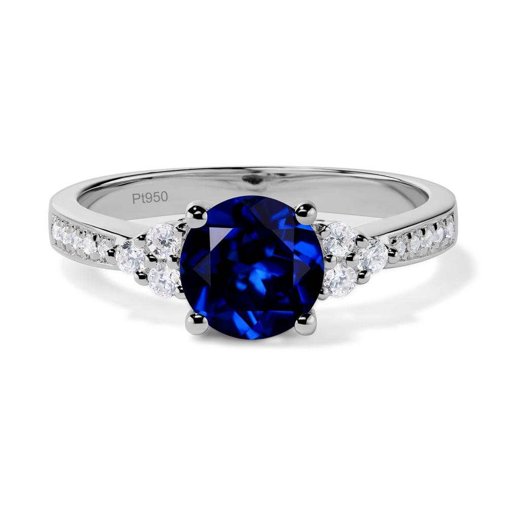 Round Cut Sapphire Engagement Ring - LUO Jewelry #metal_platinum