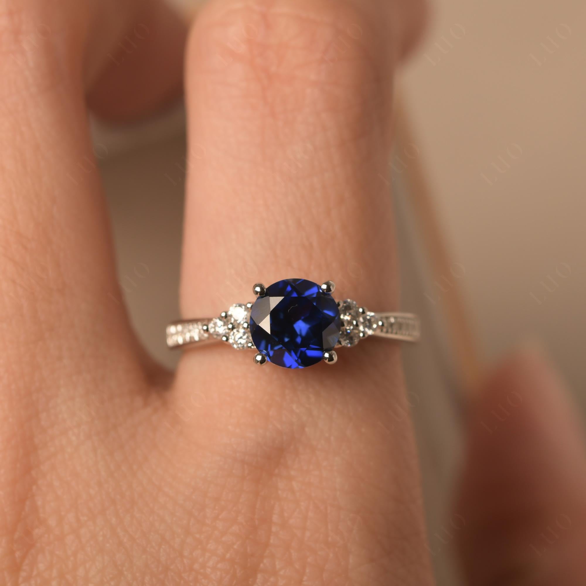 Round Cut Sapphire Engagement Ring - LUO Jewelry