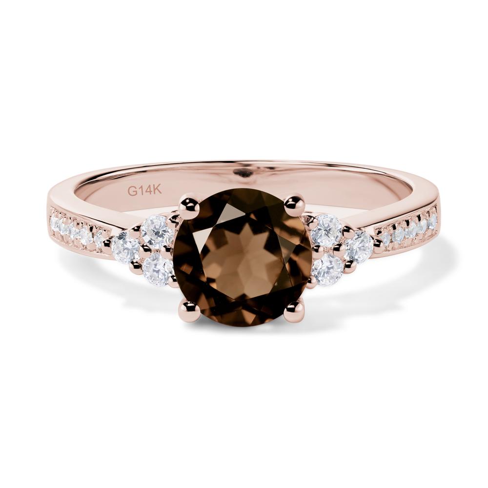 Round Cut Smoky Quartz Engagement Ring - LUO Jewelry #metal_14k rose gold