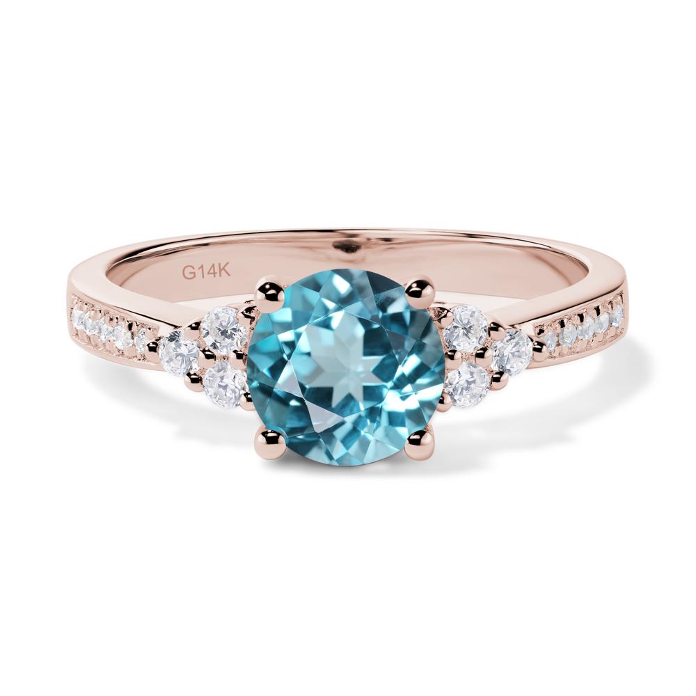 Round Cut Swiss Blue Topaz Engagement Ring - LUO Jewelry #metal_14k rose gold