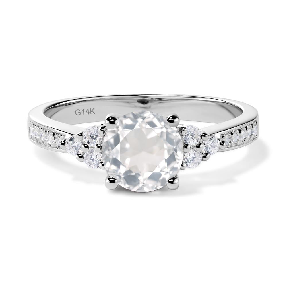 Round Cut White Topaz Engagement Ring - LUO Jewelry #metal_14k white gold