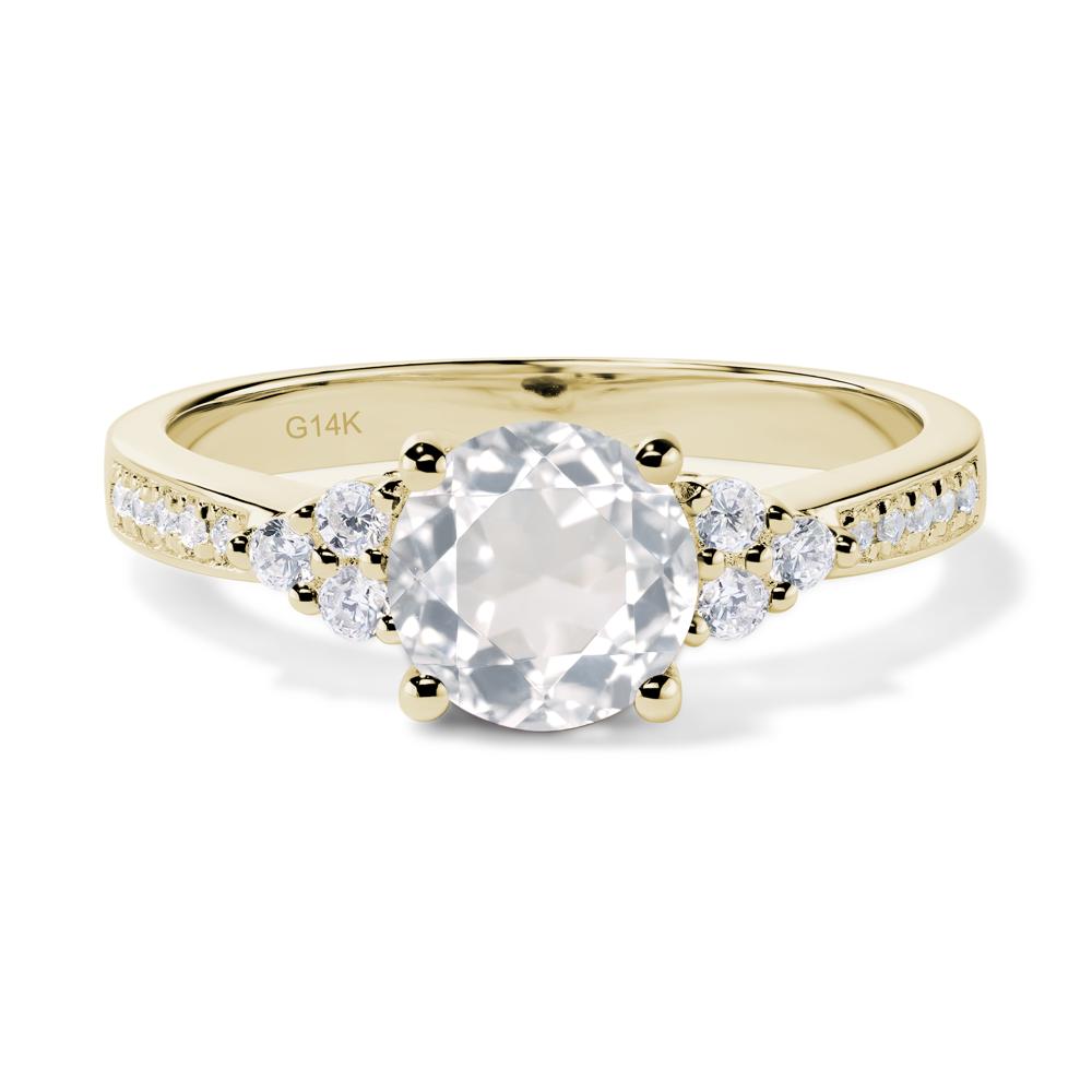 Round Cut White Topaz Engagement Ring - LUO Jewelry #metal_14k yellow gold