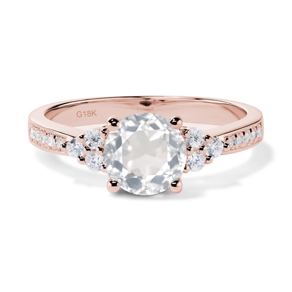 Round Cut White Topaz Engagement Ring - LUO Jewelry #metal_18k rose gold