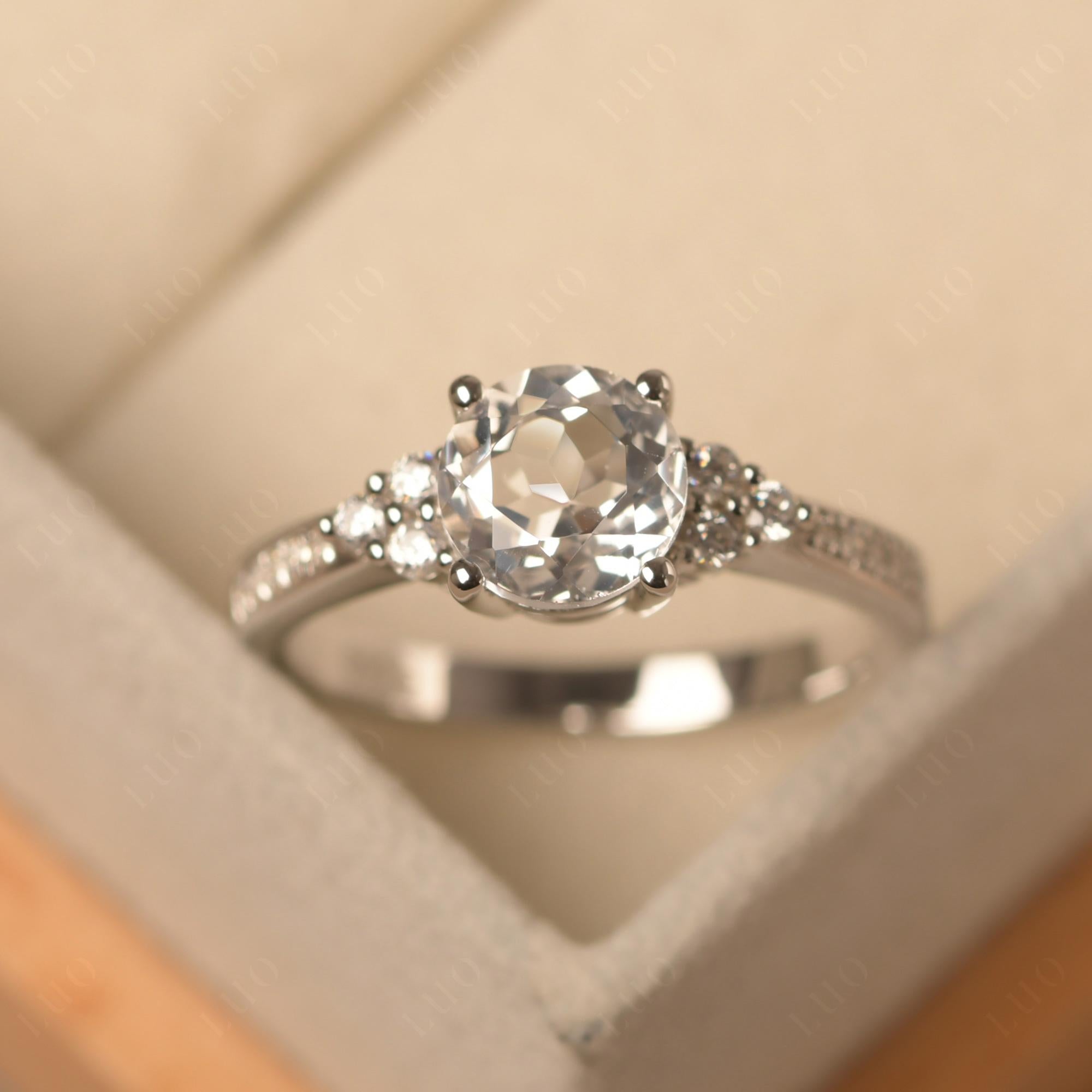 Round Cut White Topaz Engagement Ring - LUO Jewelry