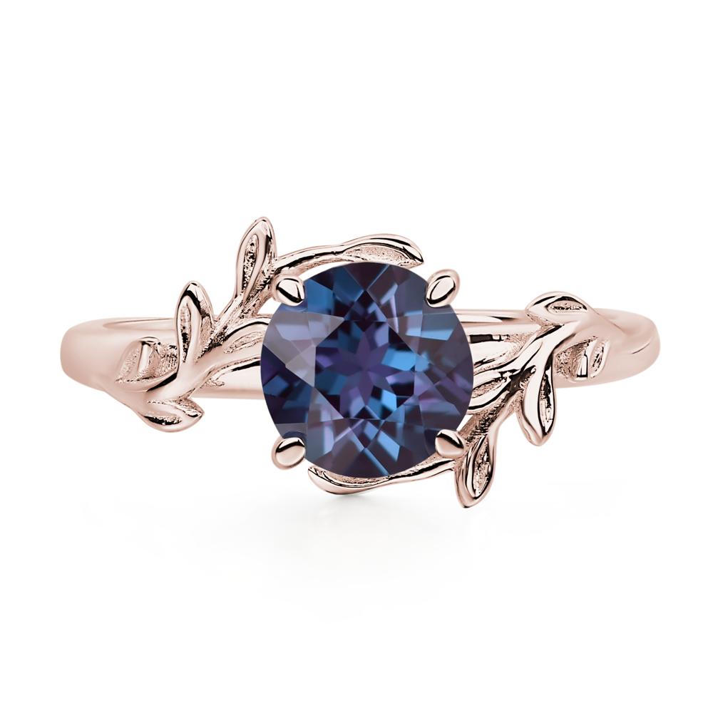 Vine Lab Grown Alexandrite Solitaire Engagement Ring - LUO Jewelry #metal_14k rose gold