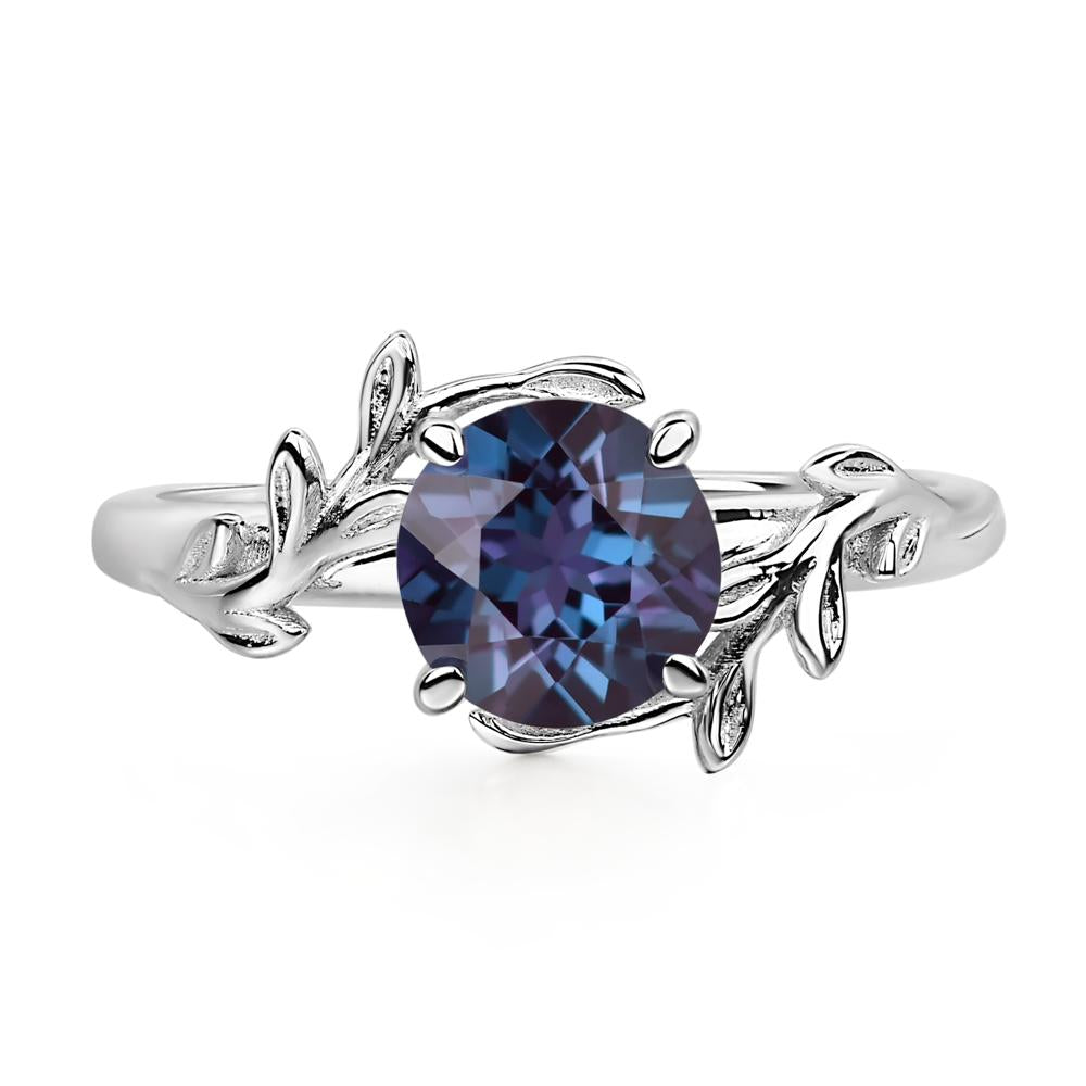 Vine Lab Grown Alexandrite Solitaire Engagement Ring - LUO Jewelry #metal_14k white gold