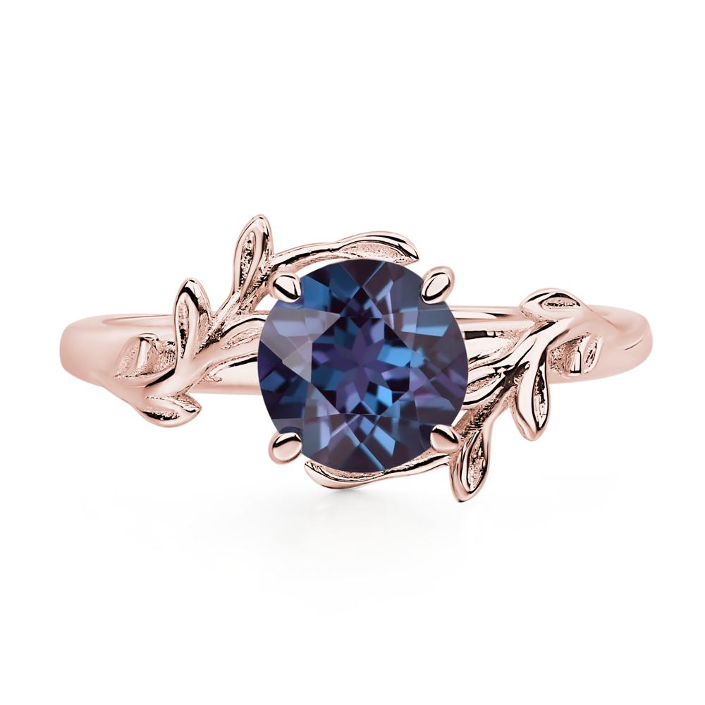 Vine Lab Grown Alexandrite Solitaire Engagement Ring - LUO Jewelry #metal_18k rose gold