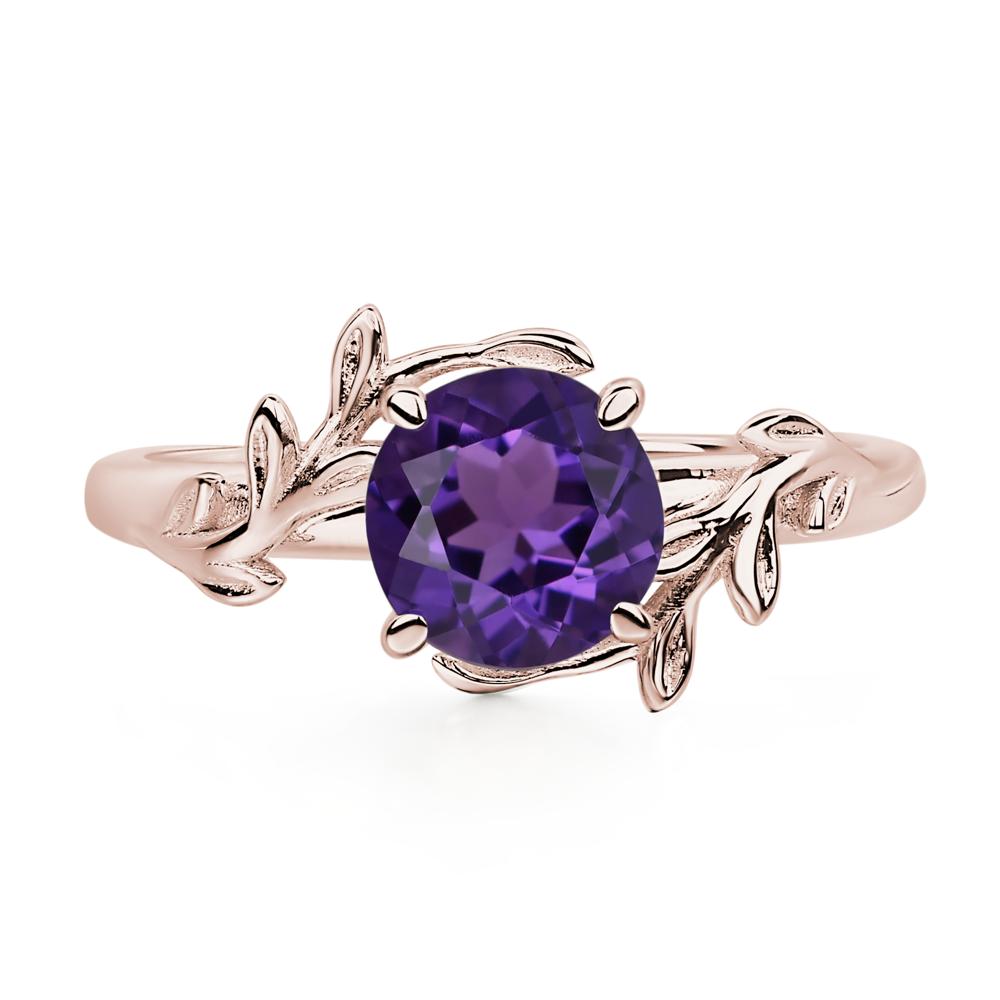 Vine Amethyst Solitaire Engagement Ring - LUO Jewelry #metal_14k rose gold