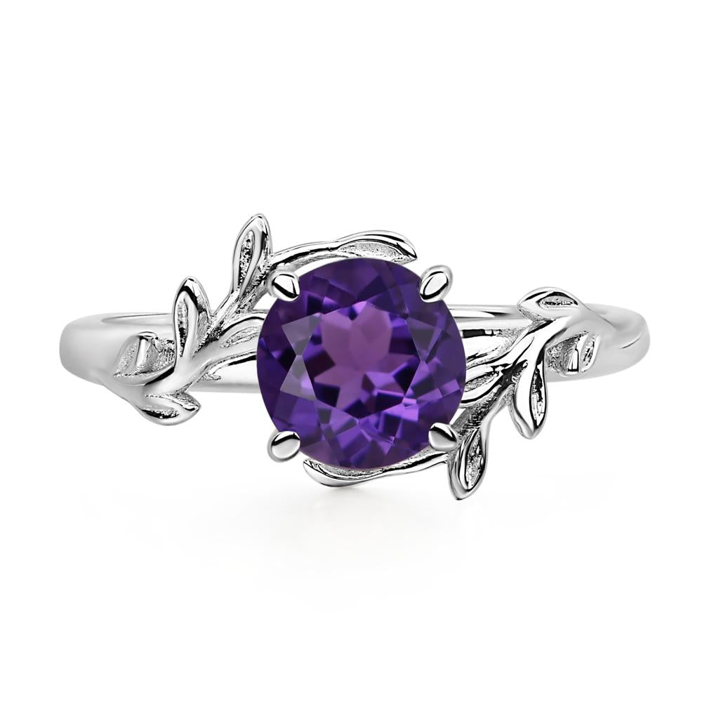 Vine Amethyst Solitaire Engagement Ring - LUO Jewelry #metal_14k white gold