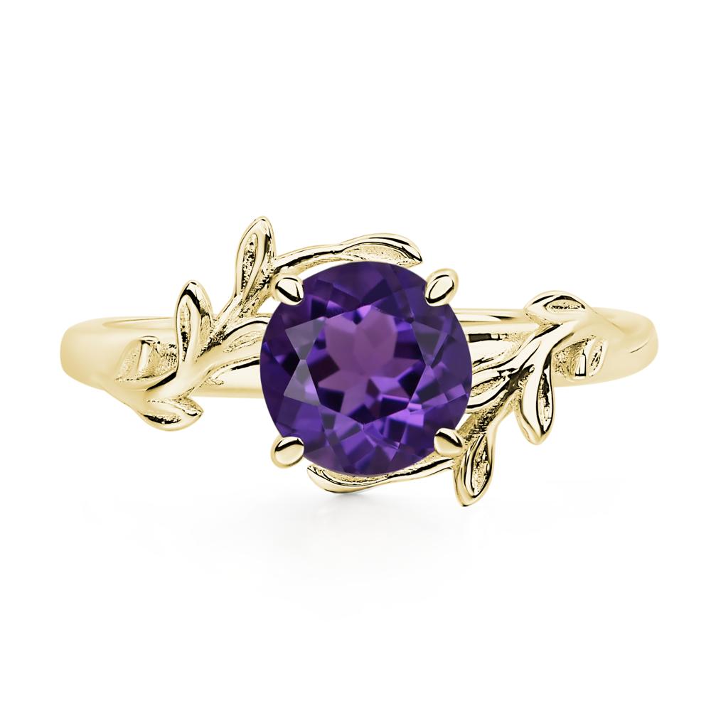 Vine Amethyst Solitaire Engagement Ring - LUO Jewelry #metal_18k yellow gold