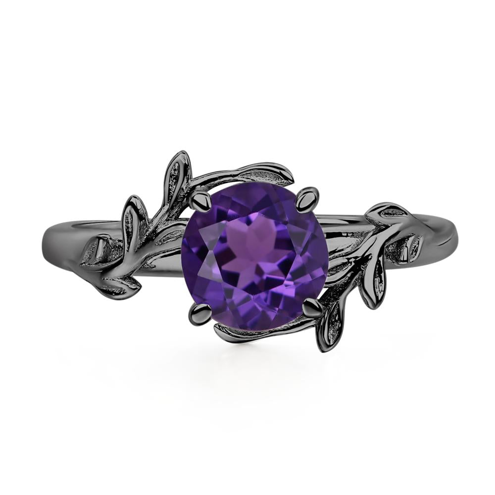 Vine Amethyst Solitaire Engagement Ring - LUO Jewelry #metal_black finish sterling silver