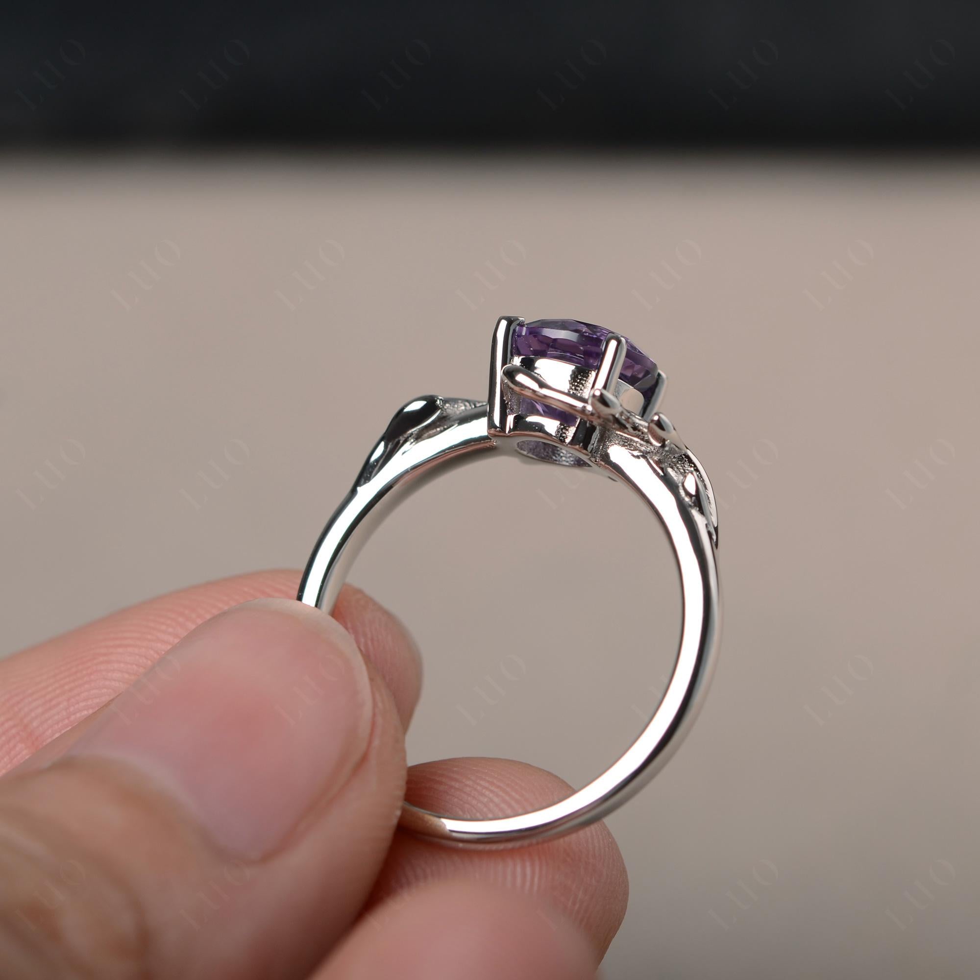 Vine Amethyst Solitaire Engagement Ring - LUO Jewelry