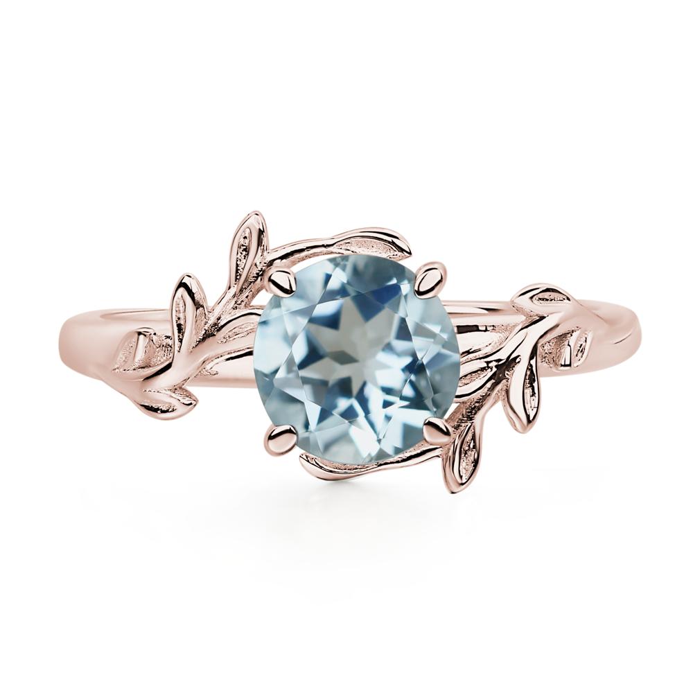 Vine Aquamarine Solitaire Engagement Ring - LUO Jewelry #metal_14k rose gold