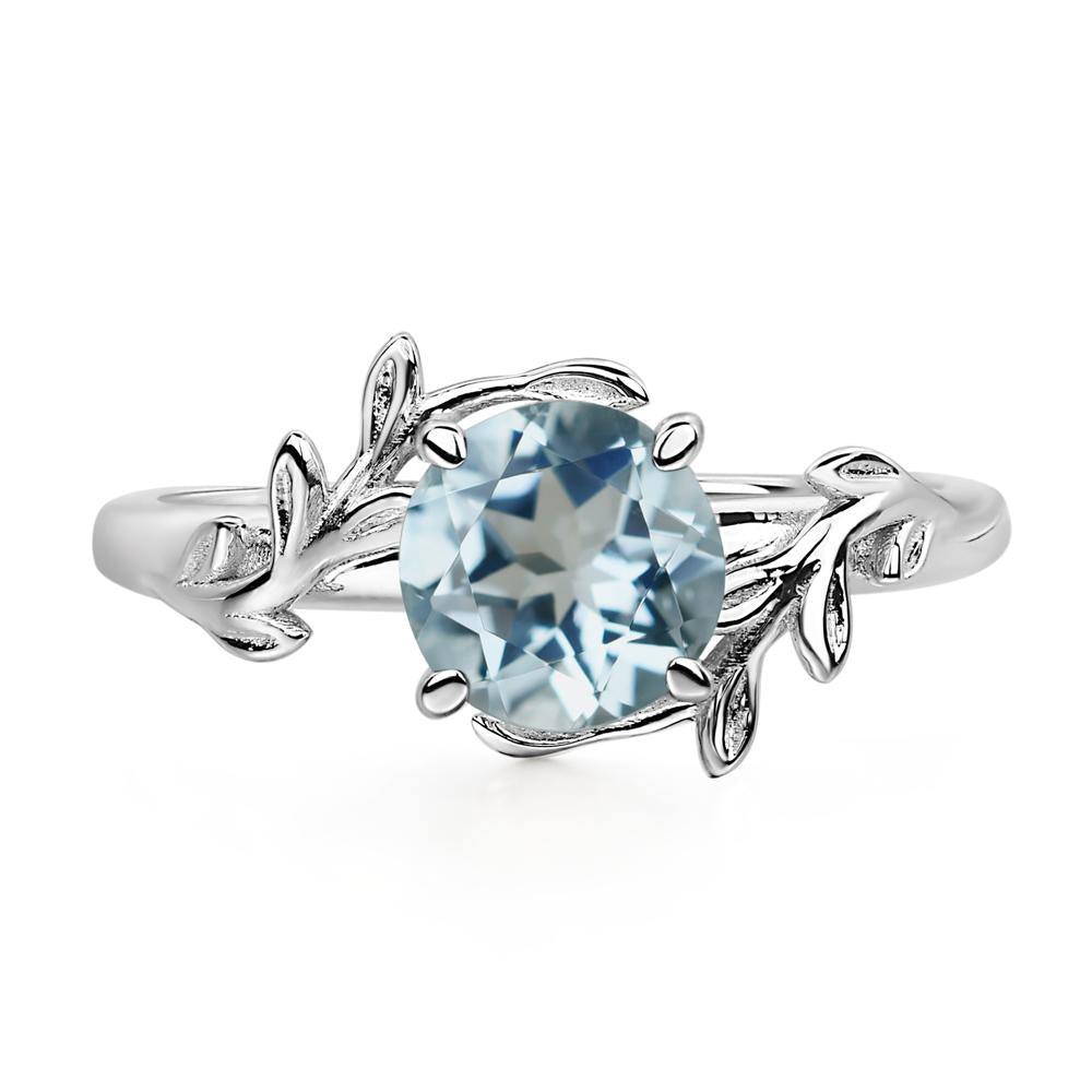Vine Aquamarine Solitaire Engagement Ring - LUO Jewelry #metal_14k white gold