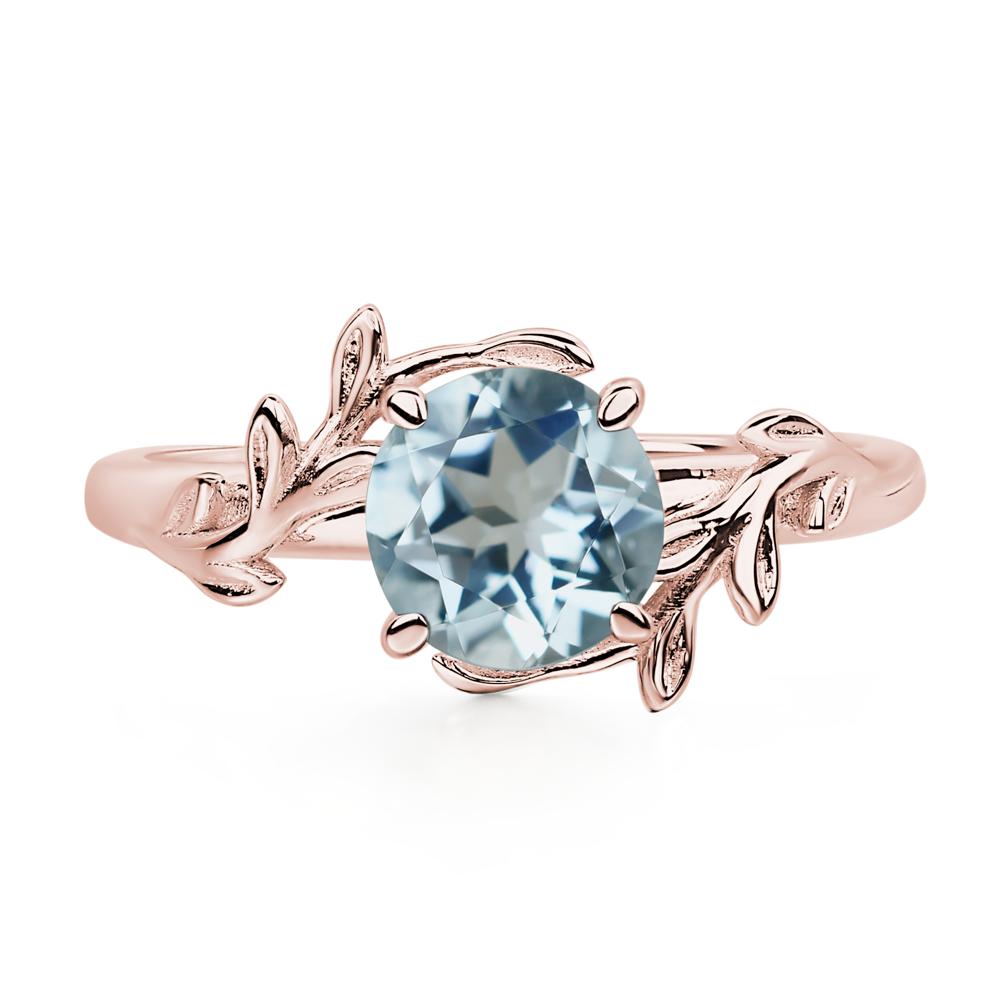 Vine Aquamarine Solitaire Engagement Ring - LUO Jewelry #metal_18k rose gold