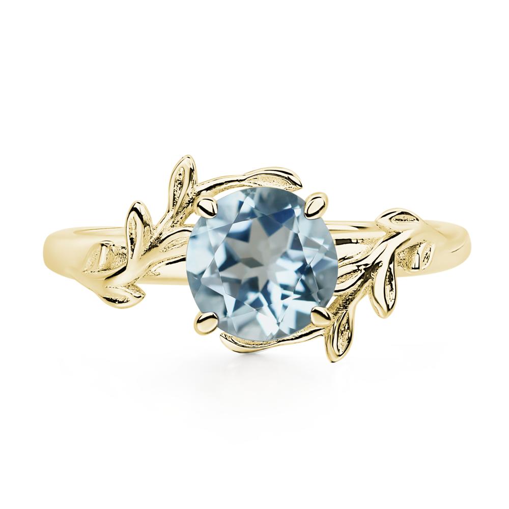 Vine Aquamarine Solitaire Engagement Ring - LUO Jewelry #metal_18k yellow gold