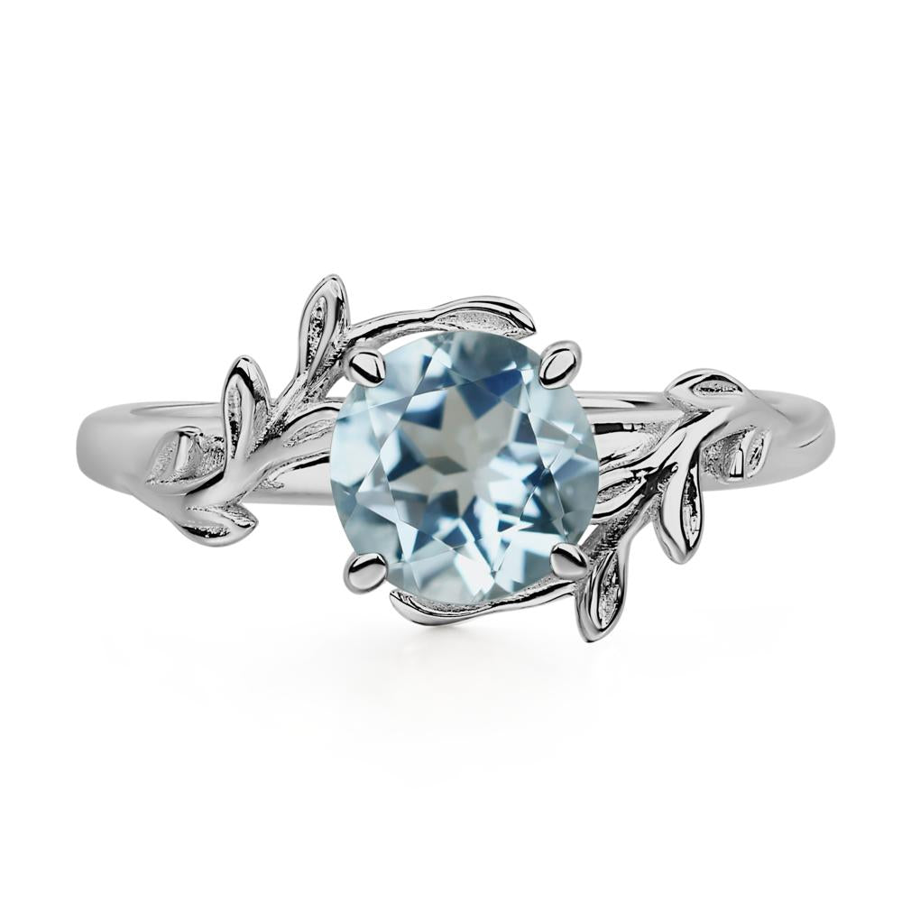 Vine Aquamarine Solitaire Engagement Ring - LUO Jewelry #metal_platinum