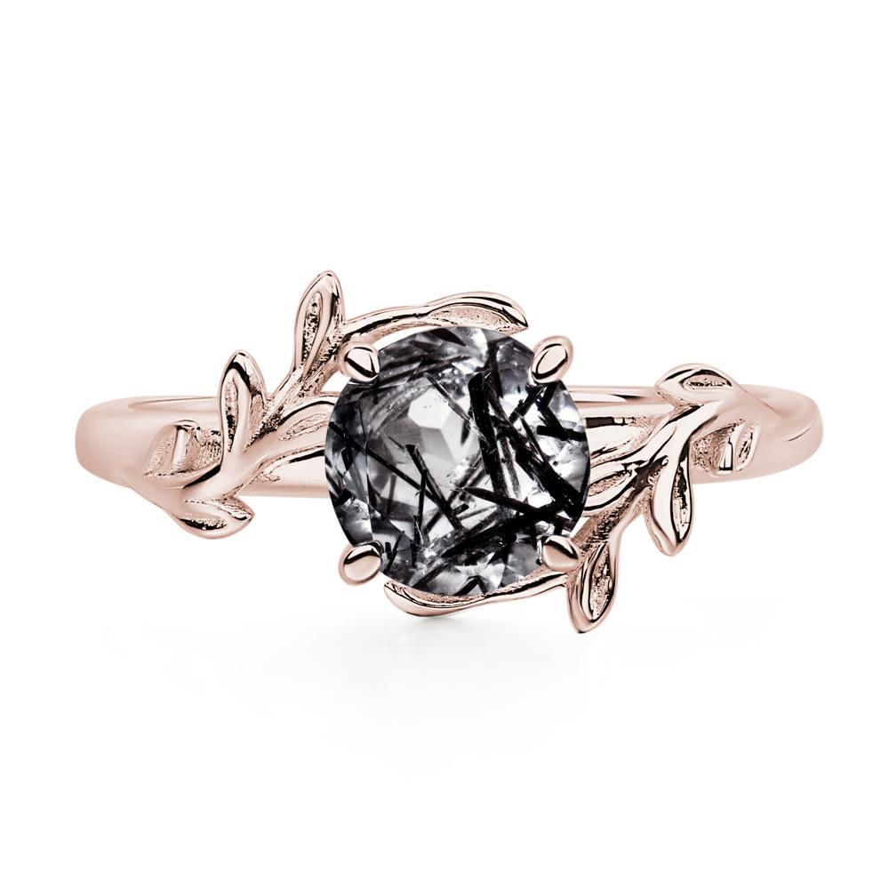 Vine Black Rutilated Quartz Solitaire Engagement Ring - LUO Jewelry #metal_14k rose gold