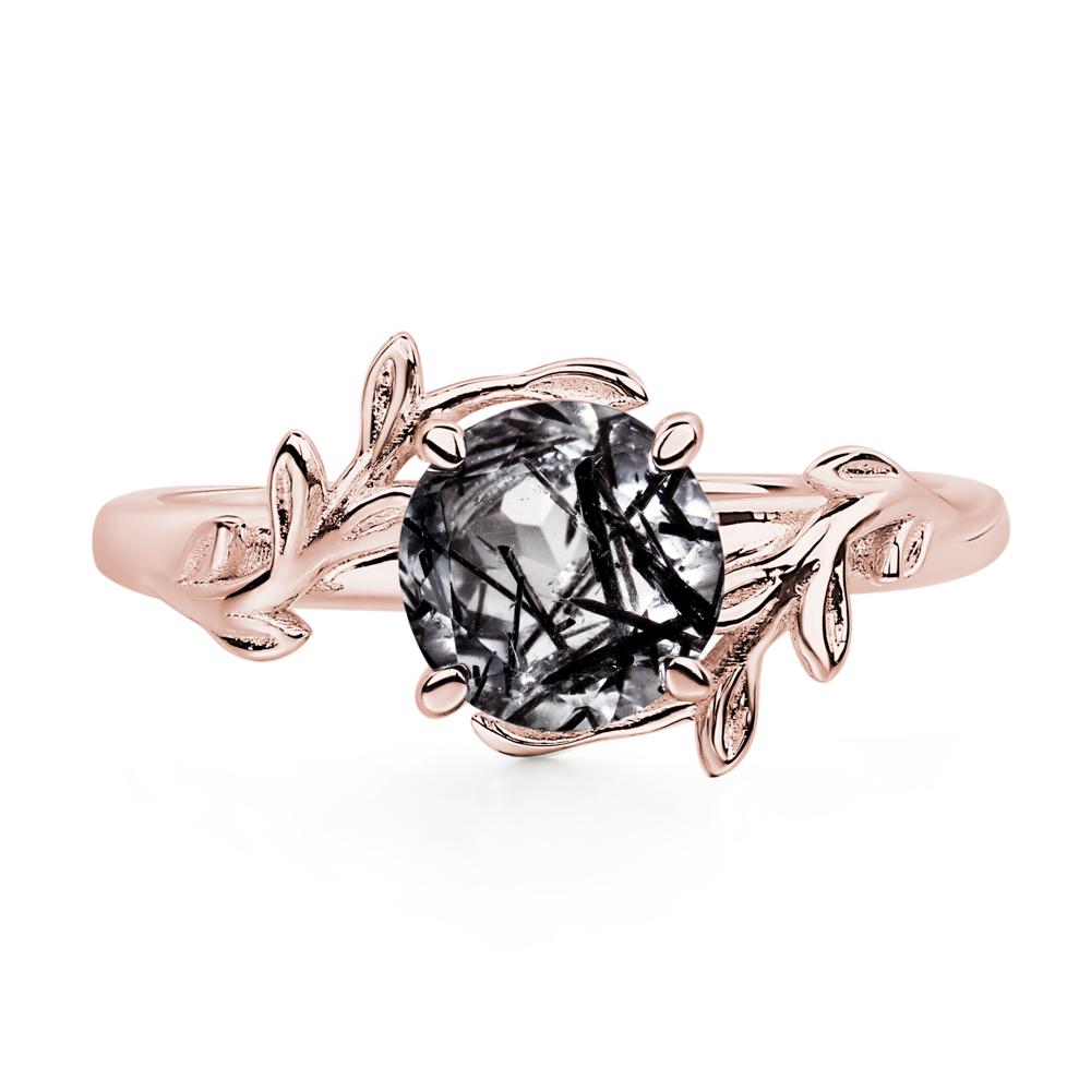 Vine Black Rutilated Quartz Solitaire Engagement Ring - LUO Jewelry #metal_18k rose gold