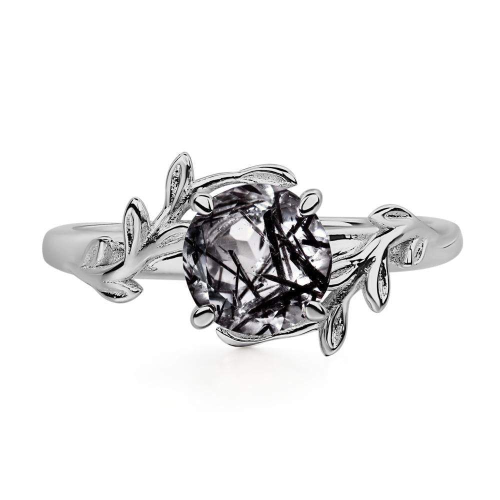 Vine Black Rutilated Quartz Solitaire Engagement Ring - LUO Jewelry #metal_platinum