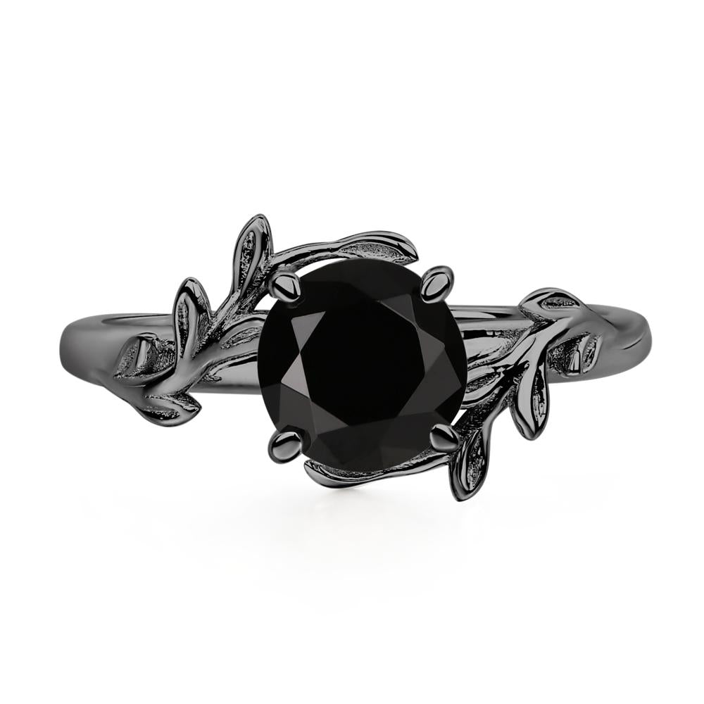 Vine Black Stone Solitaire Engagement Ring - LUO Jewelry #metal_black finish sterling silver